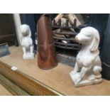 Pair of 19th. C. marble models of seated dogs { 44cm H X 15cm W X 25cm D }.