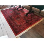Good quality decorative carpet square in the Persian style {247 cm L x 154 cm W}.