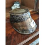 19th C. horses hoof in the form of an ink well enscribed Many of Good Day We Had Together {12 cm H x