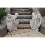 Pair of plaster corner figures in the Gothic style. { 72cm H X 40cm W X 50cm D }.
