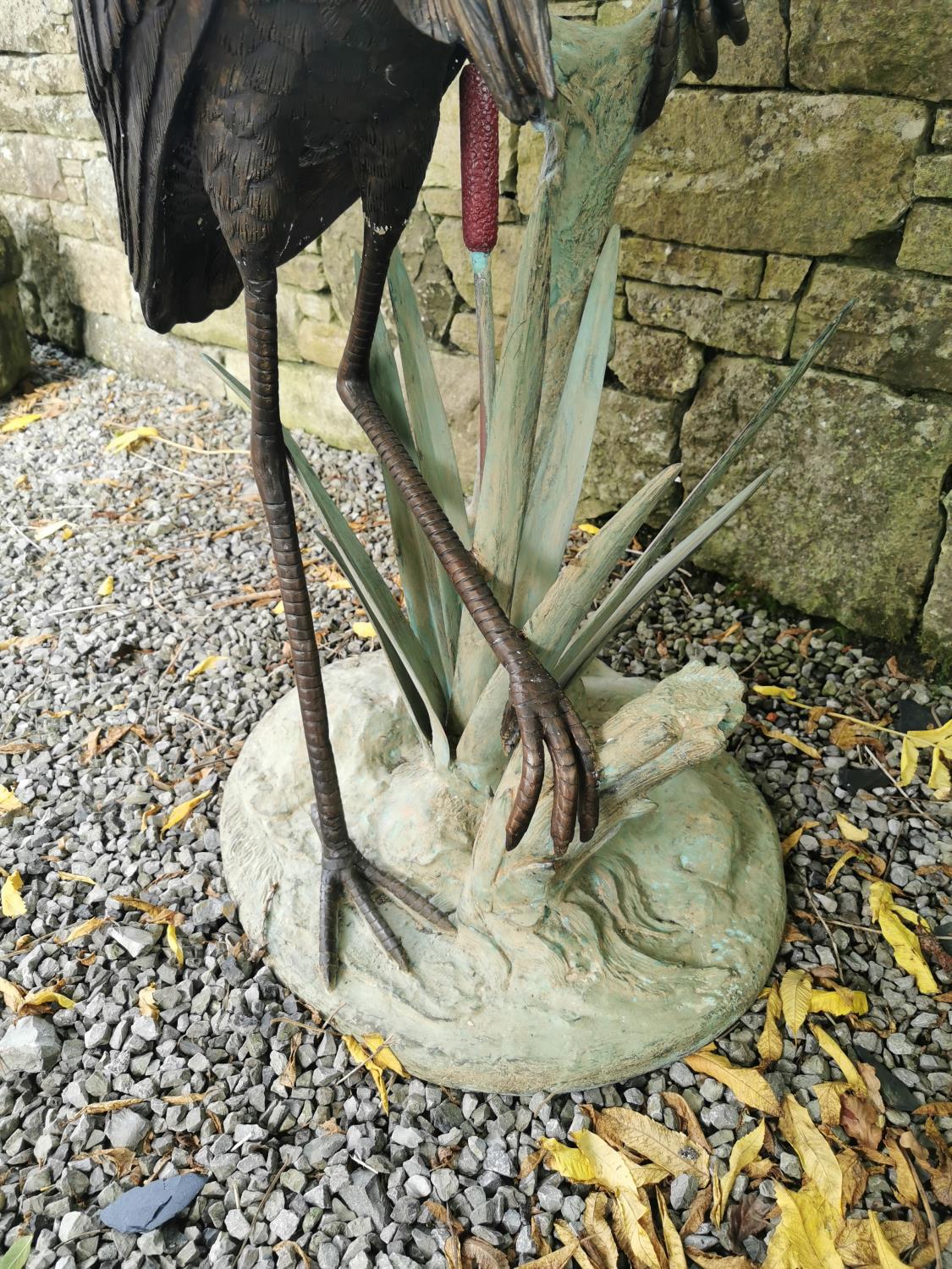 Exceptional quality bronze sculpture of Herons on branches and bull rushes - also can be used as a - Image 5 of 10