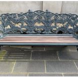 Good quality 19th C. Cast Iron Coalbrookdale fern decoration three seater bench {87cm H x 185cm W}