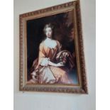 20th C. oleograph of a Lady mounted in giltwood frame {123 cm H x 102 cm W}.