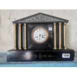 19th. C. Marbleised mantle clock. { 31cm H X 43cm W X 14cm D }.