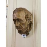 19th. C. gilded plaster mask of Benjamin Disraeli. { 17cm H X 27cm W X 17cm D }.