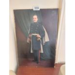 Early 20th C. oleograph on board of a Military Gentleman {48 cm H x 33 cm W}.