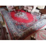 Decorative Persian carpet square {380 cm L x 253 cm W}.