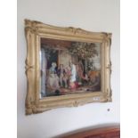 19th C. tapestry mounted in giltwood frame {80 cm H x 94 cm W}.