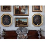 Pair of Still Life oil on boards mounted on gilt frames {72 cm H x 60 cm W}.