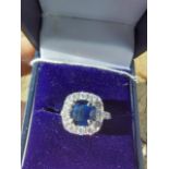14ct. white gold sapphire and diamond ring Estimated: weight of diamonds 3ct. Size: M
