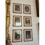 Set of twelve 19th C. French black and white framed prints Everyday French scenes {32 cm H x 25 cm