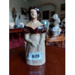 20th C. ceramic model of Victoria in the form of a Stoneware gin bottle {20 cm H x 9 cm W}.