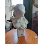 Art Deco marble bust of a Young Girl { 45cm H X 30cm W X 32cm D }.