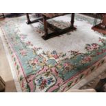 Large decorative carpet square {465 cm L x 366 cm W}.