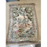 Early 20th C. tapestry Woodland scene {135 cm H x 90 cm W}.