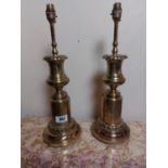 Good quality pair of brass table lamps {50 cm H x 16 cm Dia.}.