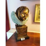 Bronze bust of Child sleeping {41 cm H x 23 cm W x 17 cm D}.