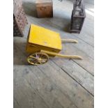 Early 20th. C. painted child's wooden bread cart. { 45cm H X 91cm W }.