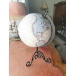 Vintage world globe on metal stand {37 cm H x 20 cm Dia.}.