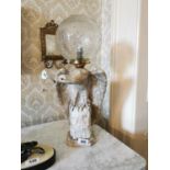 19th C. marble Eagle in the form of a lamp {60 cm H x 25 cm W x 15 cm D}.