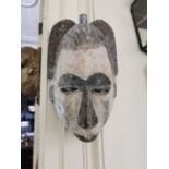 19th. C. African carved wooden mask { 38cm H X 21cm W X 20cm D }.