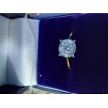 9ct. yellow gold diamond cluster ring. Estimated: weight of diamonds 34points / .34ct. Size: K