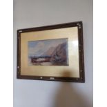 Pair of 19th C. watercolours Harbour Scenes mounted in gilt frames by A Roberts {28 cm H x 37 cm