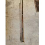 19th. C. three piece mahogany and brass fishing rod D. Duguid & Son Aberdeen. { 394cm. L }.