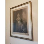 Early 20th C. black and white print of an Indian Gentleman mounted in gilt frame {90 cm H x 69 cm