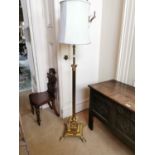 Exceptional quality brass corinthian column telescopic standard lamp decorated with reaves on