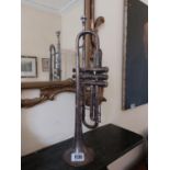 Early 20th C. silvered trumpet {54 cm L}.