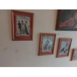 Set of six early 20th C. Weekly Freeman novelty prints mounted in gilt frames {46 cm H x 62 cm W}