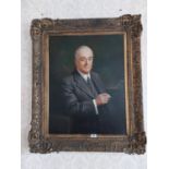 Portrait of a Gentleman Oil on canvas mouted in decorative giltwood frame {119 cm H x 100 cm W}.