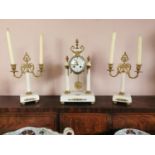 19th. C. French marble and gilded brass three piece garniture clock set Pasquier Besnard Ange {Clock