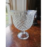 Cut glass vase {30 cm H x 27 cm Dia.}.