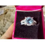 18ct. white gold aquamarine and diamond ring Estimated: weight of diamonds over 3ct. Size: