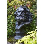 Cast iron bust of Heracles {60 cm H x 33 cm W}