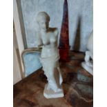 19th. C. Grand Tour marble figurine of a Lady { 22cm H X 6cm Sq }.