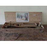 19th. Croquet set in presentation box. { 18cm H X 97cm W X 26cm D }.