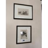 Two black and white prints {22 cm H x 20 cm W}.