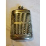 Silver plated hip flask with glass liner and EP lidded beaker Stamped G M Co