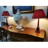 Pair of good quality hand painted wooden table lamps decorated with books {75 cm H x 41 cm Dia}.