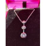14ct. white gold diamond graduated drop pendant necklace Estimated: weight of diamonds 45 points/.