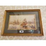 19th. C. Venetian Scene watercolour mounted in giltwood frame {36 cm H x 52 cm W}.