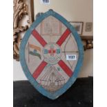 Early 20th C. hand painted Boys Brigade plaque {42 cm H x 30 cm W}.