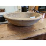 Wooden dough bowl. { 13cm H X 44cm Dia }.