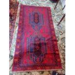 Decorative hand knotted wool Balouch carpet square {200 cm L x 100 cm W}.