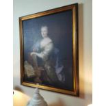 Good quality oleograph of a Lady mounted in gilt frame {136 cm H x 115 cm W}.