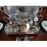 Silverplate five piece tea set.