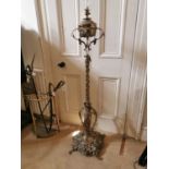 Exceptional quality 19th. C. brass standard lamp in the Rococo style. { 162cm H X 42cm Dia }.